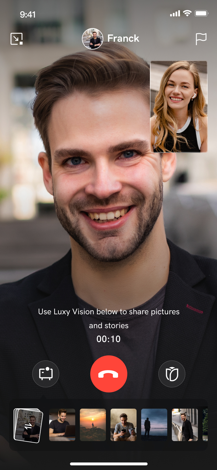 Verified Luxy member on a live video date using Luxy Vision