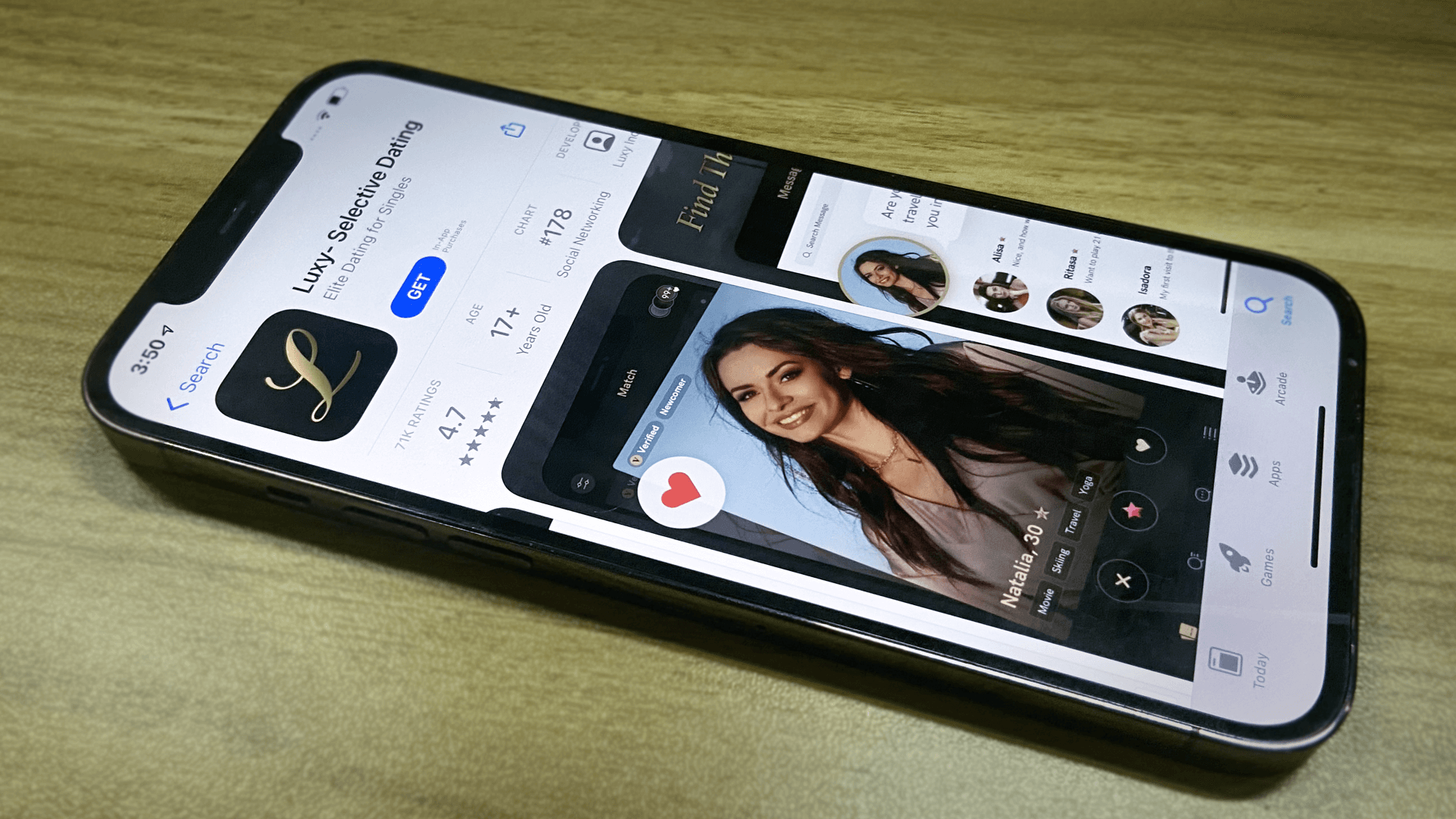 Luxy dating app displayed on a smartphone in Financial Times coverage